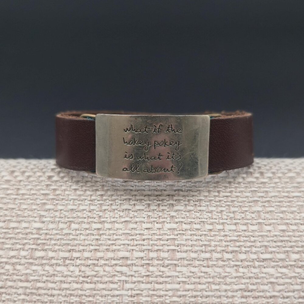 5.5 Inch 2 Button Adjustable Saying Words Leather Bracelet B972